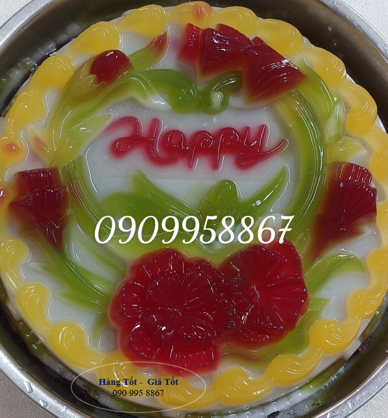 Khuôn rau câu Happy 25cm hoa đẹp
