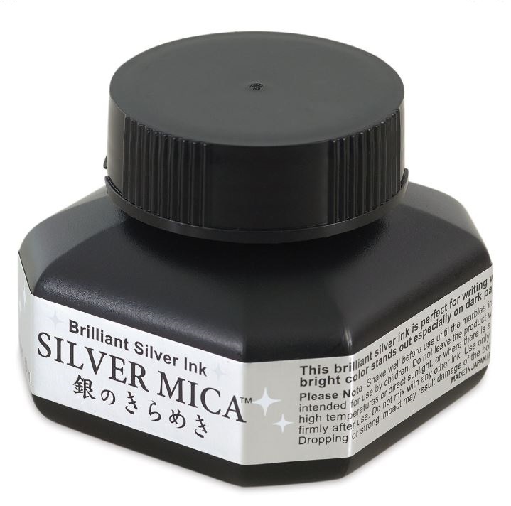 Mực nhũ bạc Kuretake Silver Mica, 60ml