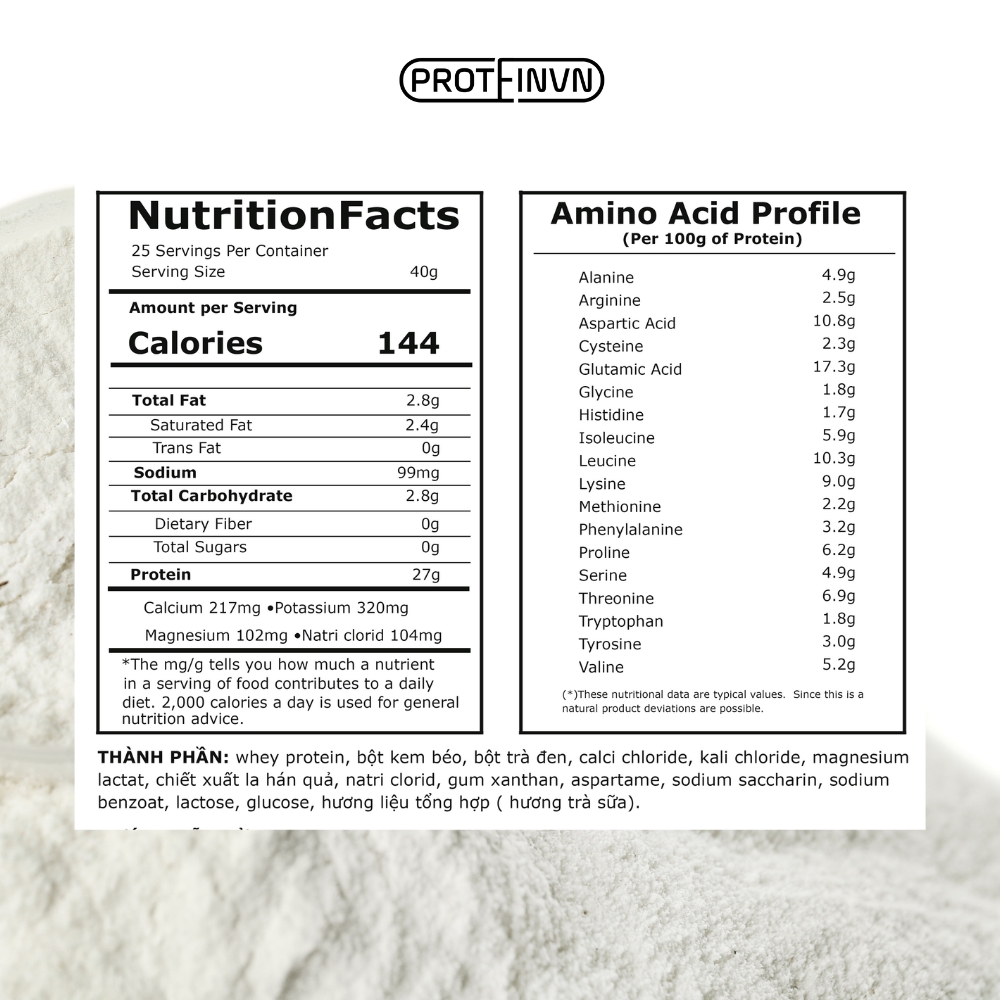WHEY PROTEIN ISOLATE PROTEINVN - VỊ TRÀ SỮA TĂNG CƠ GIẢM MỠ Whey Concentrate