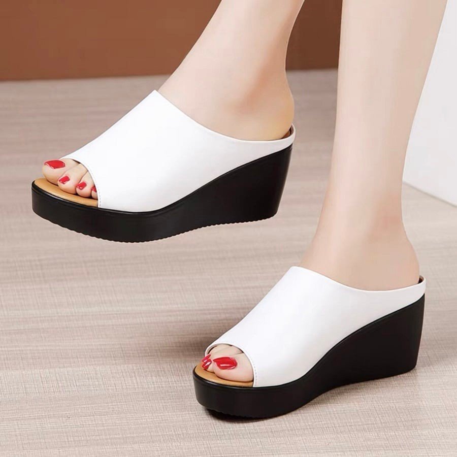 Dép xuồng quai da 5p