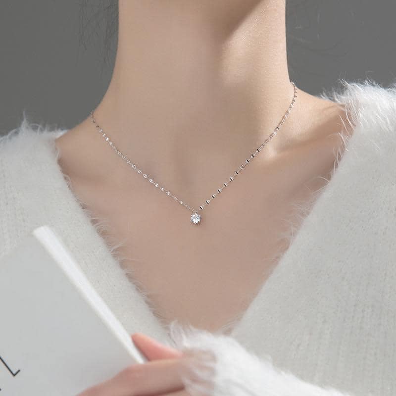 Dây chuyền bạc nữ mặt đá trắng nhỏ xinh