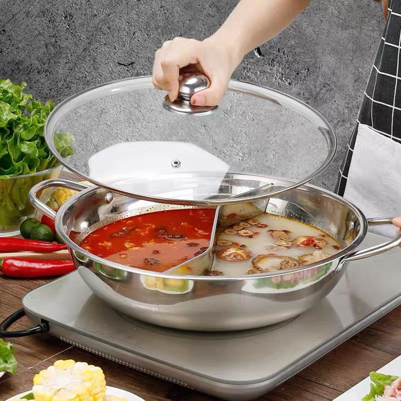 Nồi lẩu 2 ngăn inox đường kính 30cm , 32cm , tiện dụng-nồi lẩu inox 2 ngăn - nồi lẩu đa năng 30cm- nồi 32cm - nồi lẫu -nồi lẩu inox 2 ngăn shop quang hiếu chuyên hàng gia dụng