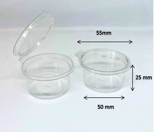 Hộp nhựa nắp liền đựng sốt chấm mochi - lốc 50 cái