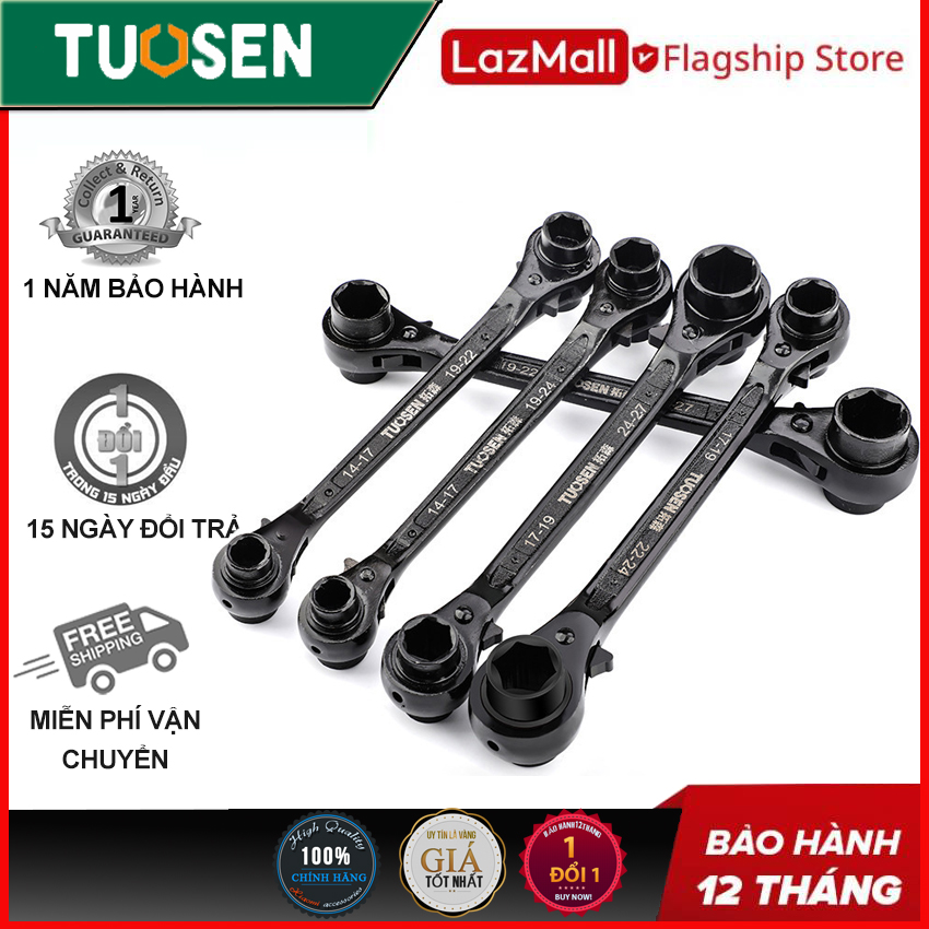 Cờ lê ổ cắm Ratchet  2 đầu TUOSEN, cờ lê bánh cóc - với 5 lựa chọn từ cỡ 14mm tới 27mm