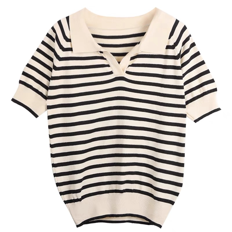 MS191 Áo polo cổ bẻ kẻ ngang