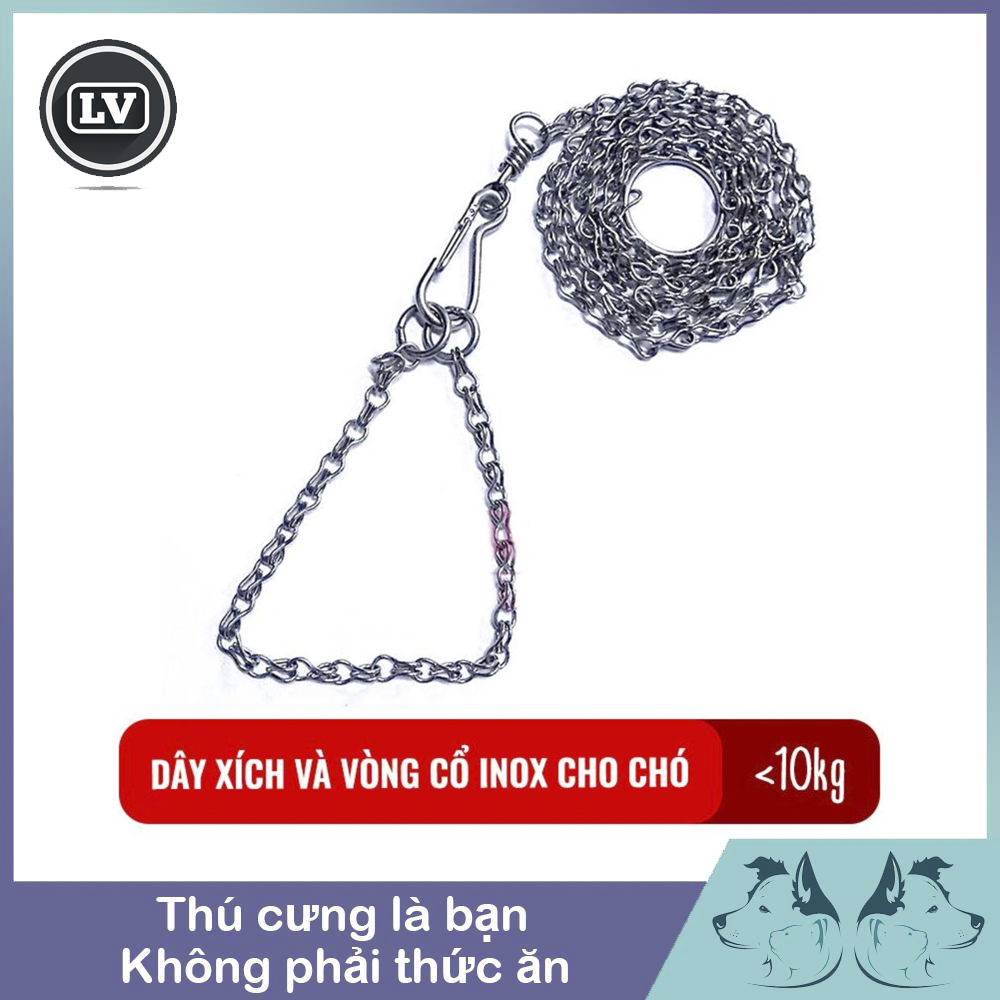Dây xích và vòng cổ inox cỡ S dành cho chó dưới 10kg
