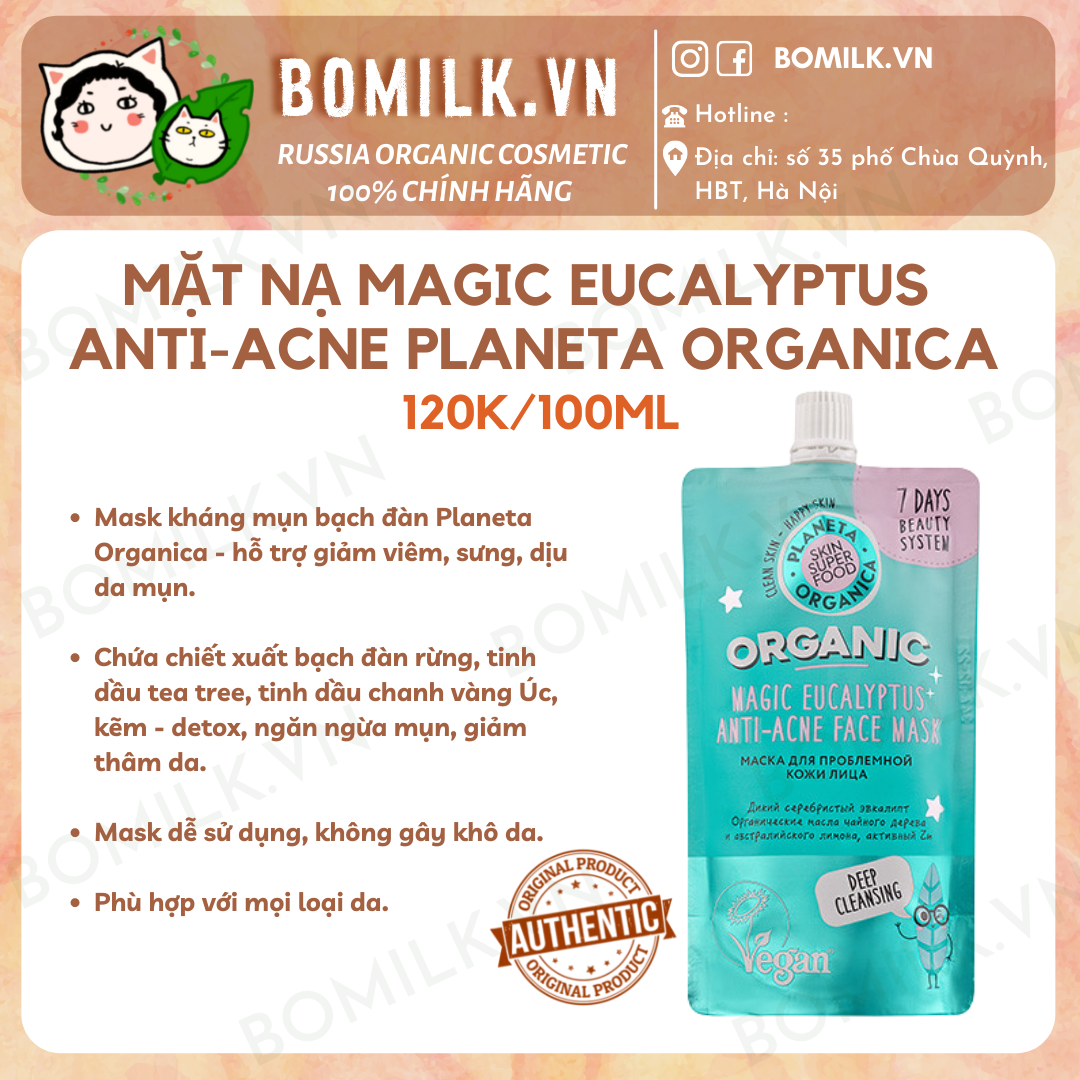 Mask kháng mụn Bạch Đàn Planeta Organica