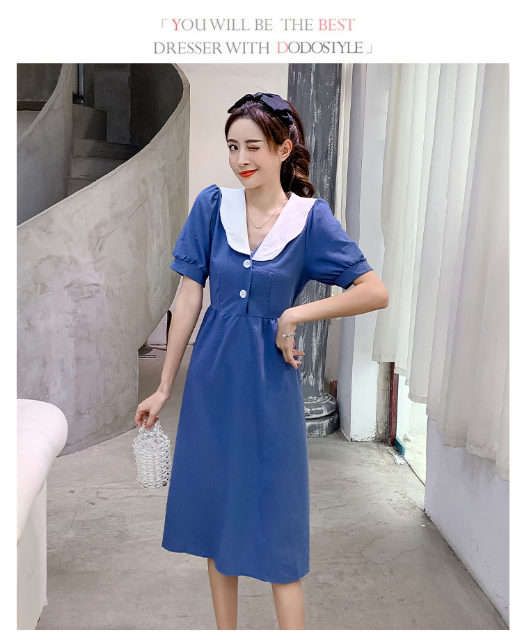 Váy cho con ti, dáng xòe, cổ bẻ trẻ trung