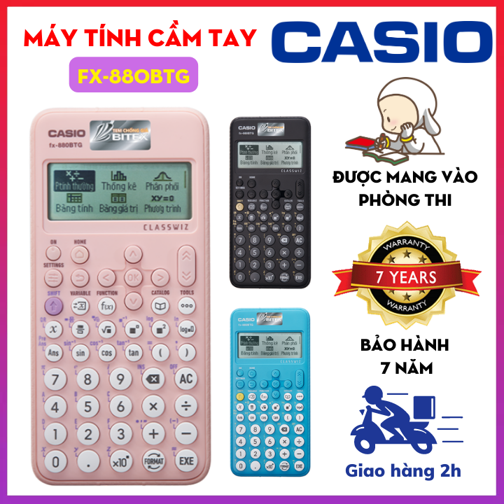 Máy tính cầm tay casio fx-880btg - thế hệ mới nhất - dành cho học sinh cấp 2 , cấp 3 - được mang vào phòng thi - bảo hành 7 năm