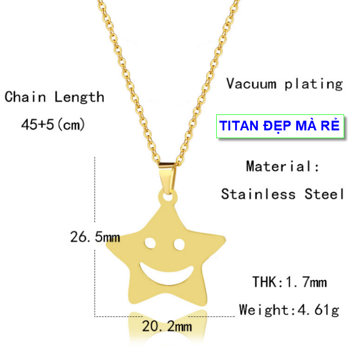 Dây chuyền hình ngôi sao vui vẽ - Hàng titan vàng 18k sáng bóng đẹp - Cam kết 1 đổi 1 nếu đen và gỉ sét