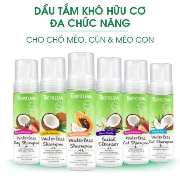 [HCM]TROPICLEAN-DẦU TẮM KHÔ ORGANIC CHO THÚ CƯNG