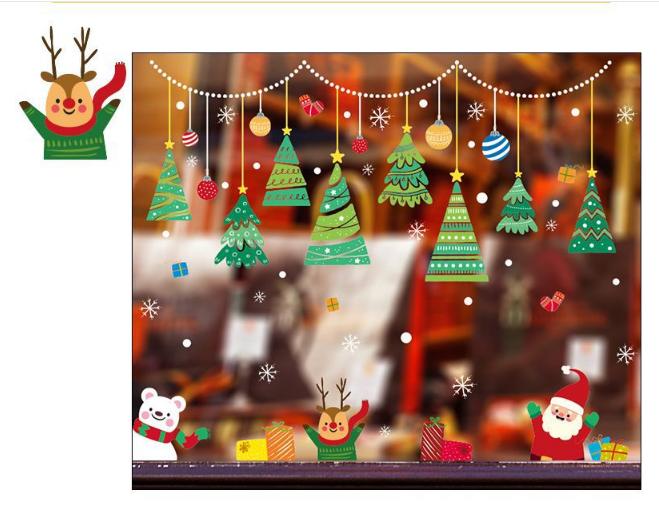 Decal trang trí Noel - Rèm Dây Cấy Thông Xanh