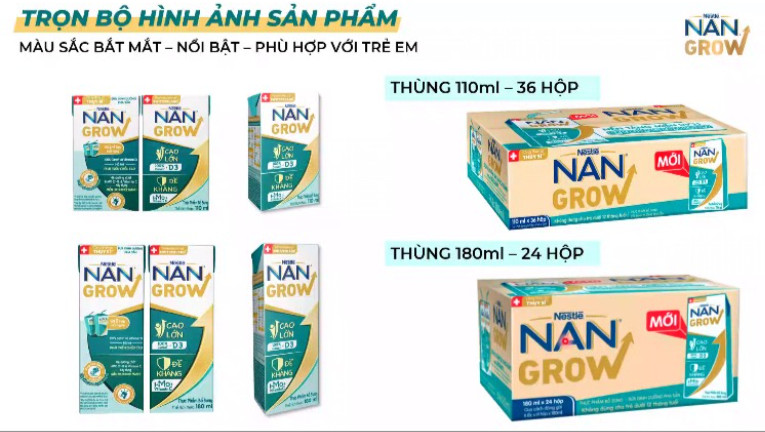 Combo 6 Lốc sữa pha sẵn Nestlé Nan Grow 180ml (24 hộp)