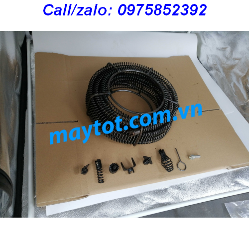 Dây thông tắc cống dài dùng cho máy khoan (9m dây phi 16, 6 đầu thông, 1 đầu kết nối máy khoan)
