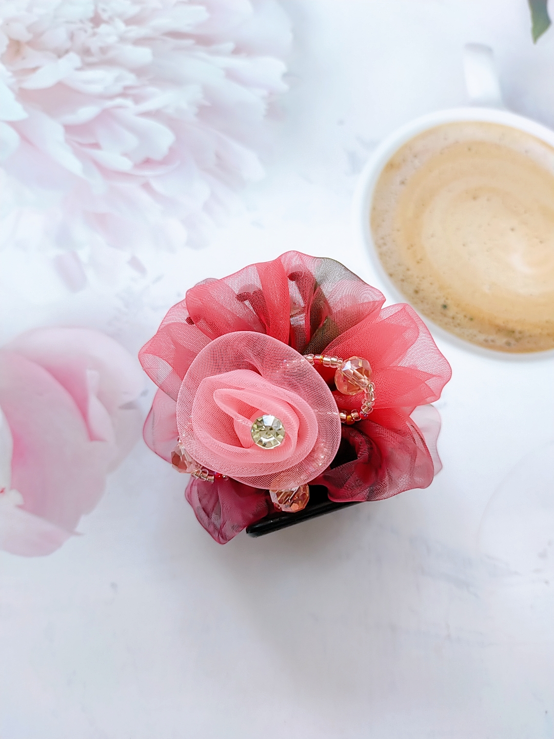Kẹp càng cua 5 răng đính hoa lụa