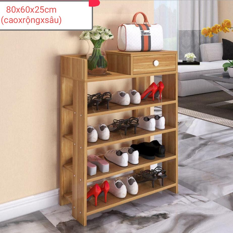 KỆ ĐỂ GIÀY GỖ 5 TẦNG 80x60x25cm