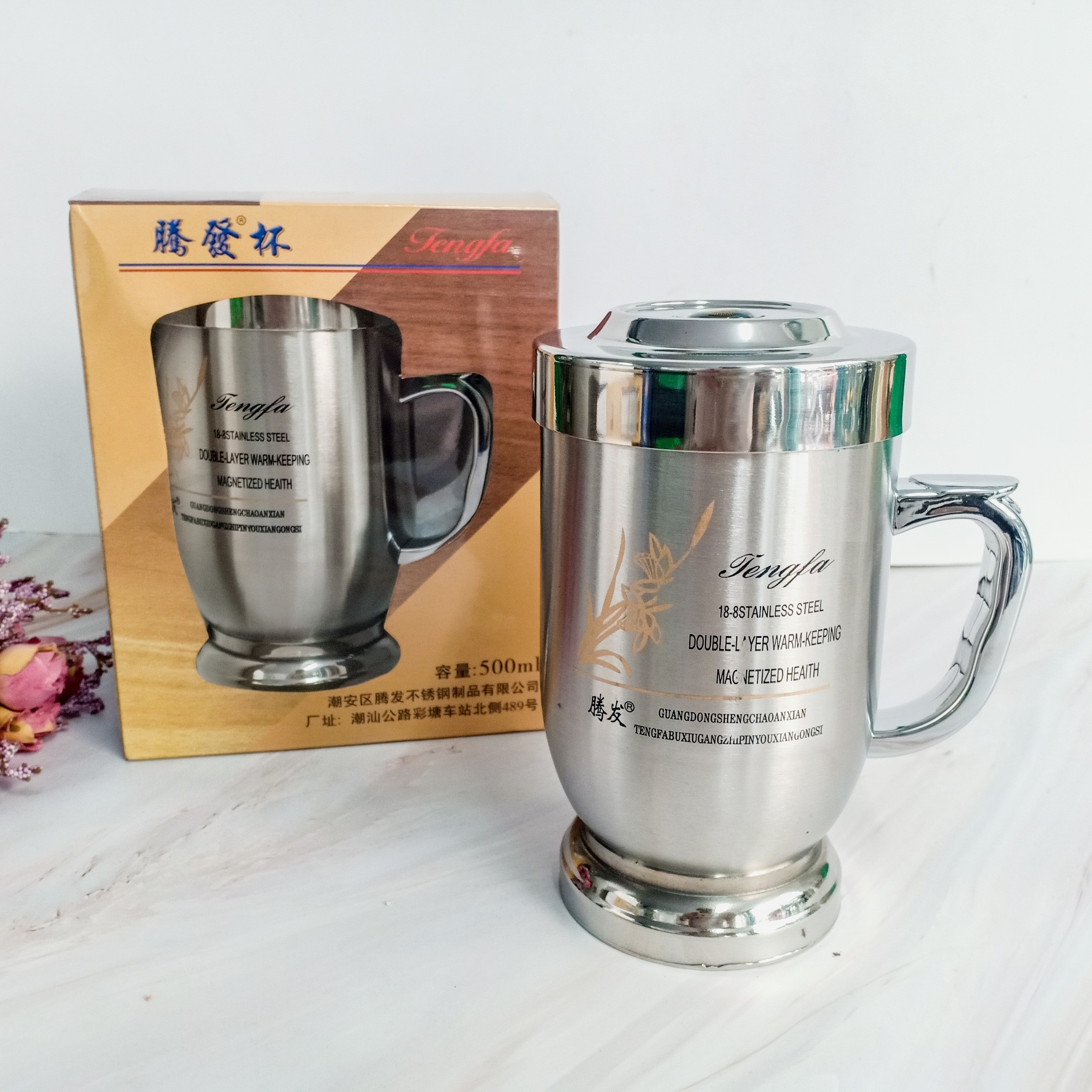 Ca giữ nhiệt inox 500ml tiện ích - ca đế tengfa