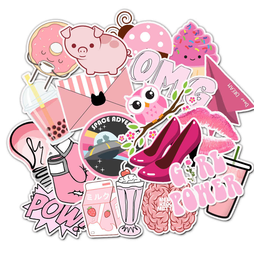 sticker pink SET 30 đến 60 chủ đề màu hồng có ép lụa