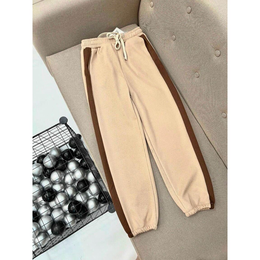 Quần jogger nhung phối màu