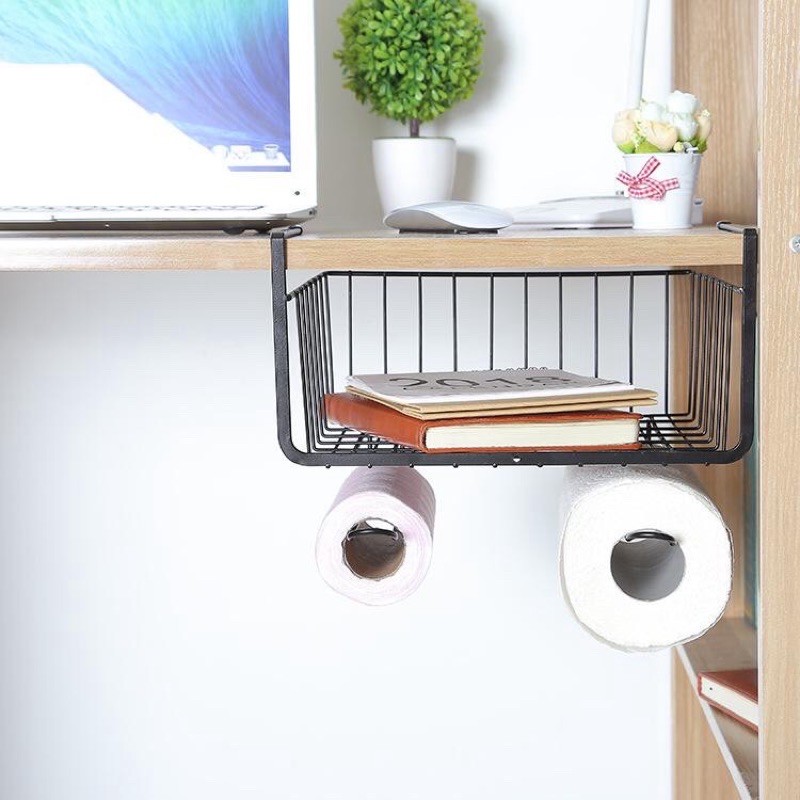 Kệ Sắt Treo Gầm Bàn Đa Năng Đựng Sách, Đựng Đồ Cá Nhân 31x22x12 cm