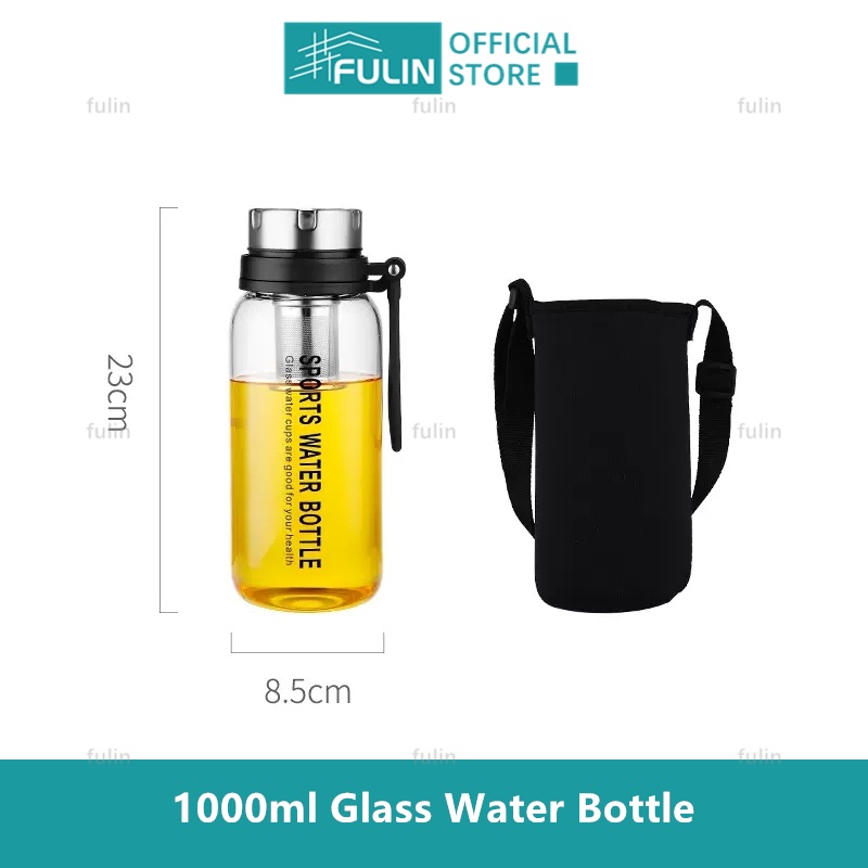 ⊹bình nước thủy tinh 1500ml 1000ml có ngăn lọc trà kiểu dáng thể thao