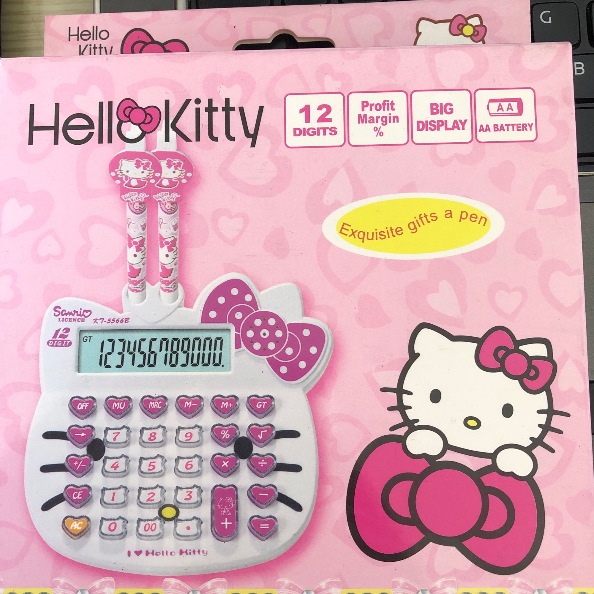 [HCM]Máy tính HELLO KITTY màu hồng KT3388A