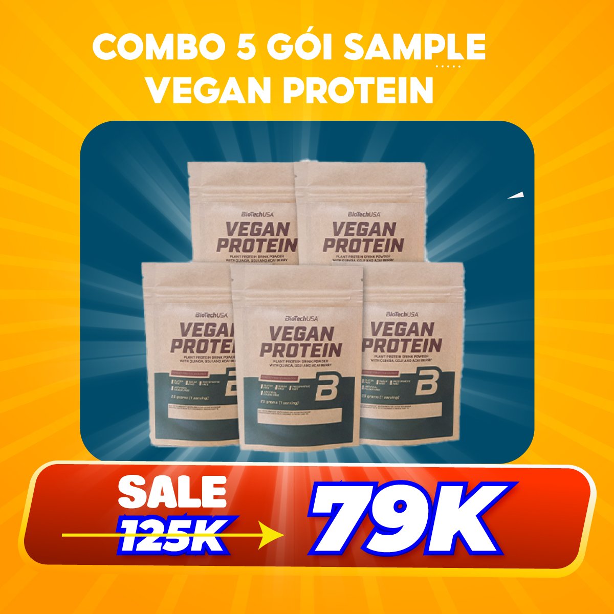 Combo 05 gói dùng thử protein thực vật – vegan protein biotechusa