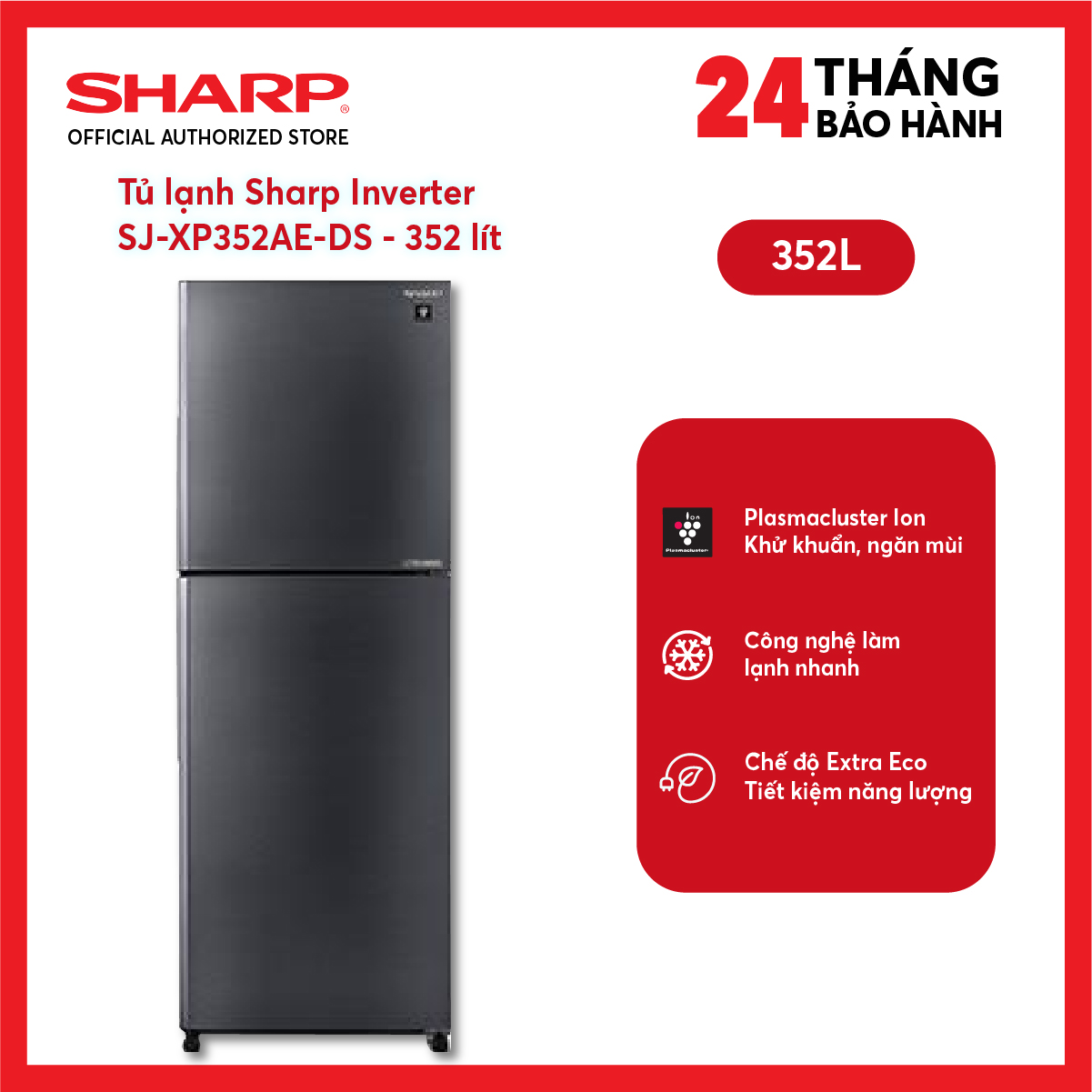 [MODEL 2026][FreeSHIP COD + Lắp Hà Nội] Tủ lạnh Sharp Inverter 247 lít SJ-X270V-DG/SJ-X270V-SL