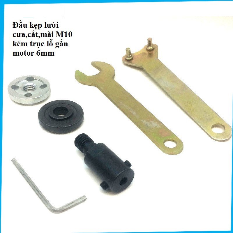 Bộ trục giữ lưỡi cắt m10 lỗ trục 5mm,6mm,8mm,10mm chế máy cắt mini từ motor 775, 795, 895