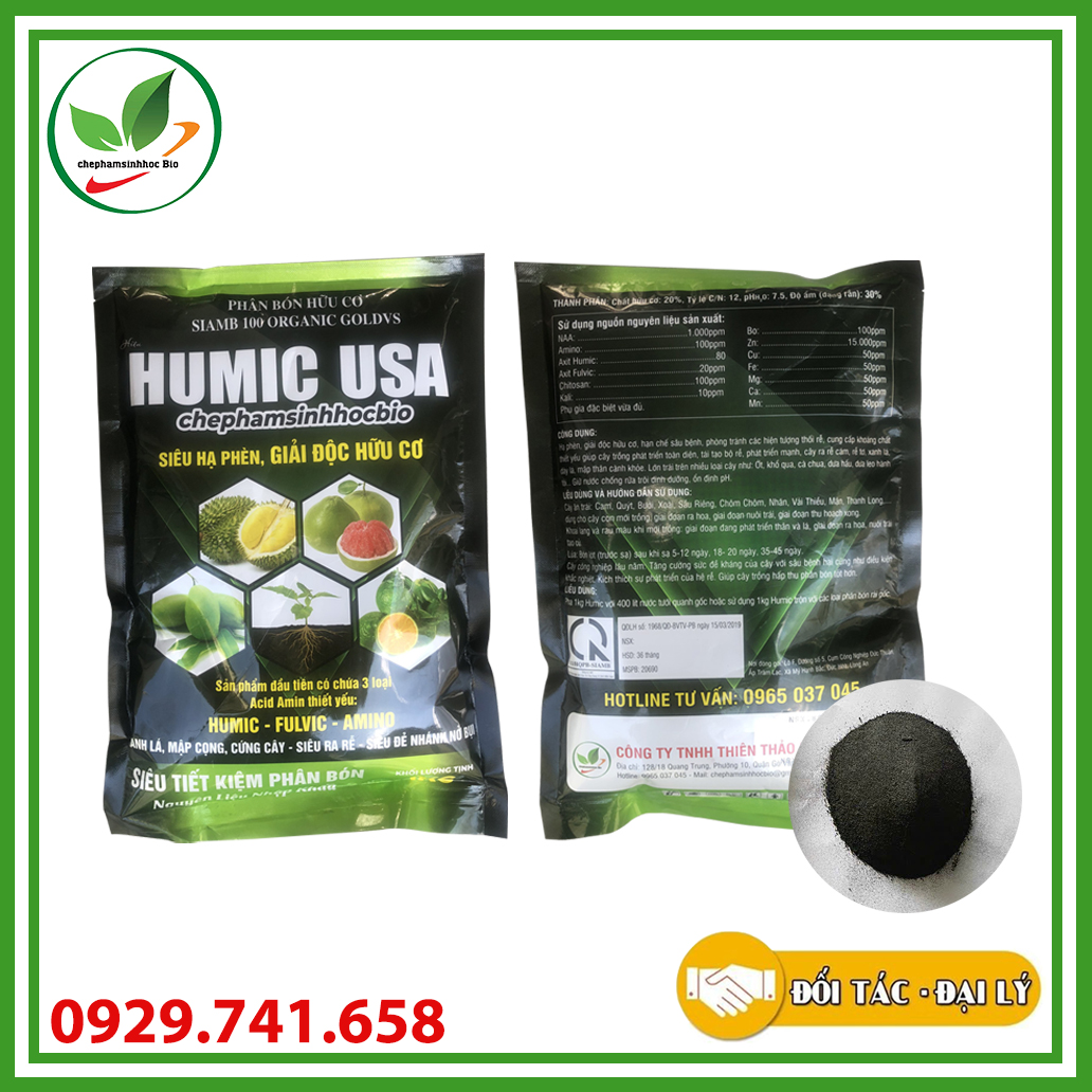 Phân bón hữu cơ humic usa, siêu hạ phèn, giải độc hữu cơ. túi 1kg