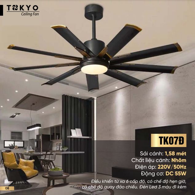 Quạt trần trang trí 9 cánh cao cấp