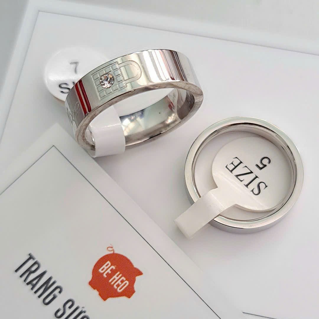 [HCM]Freeship Nhẫn cặp titanium ổ khóa trái tim BHN74