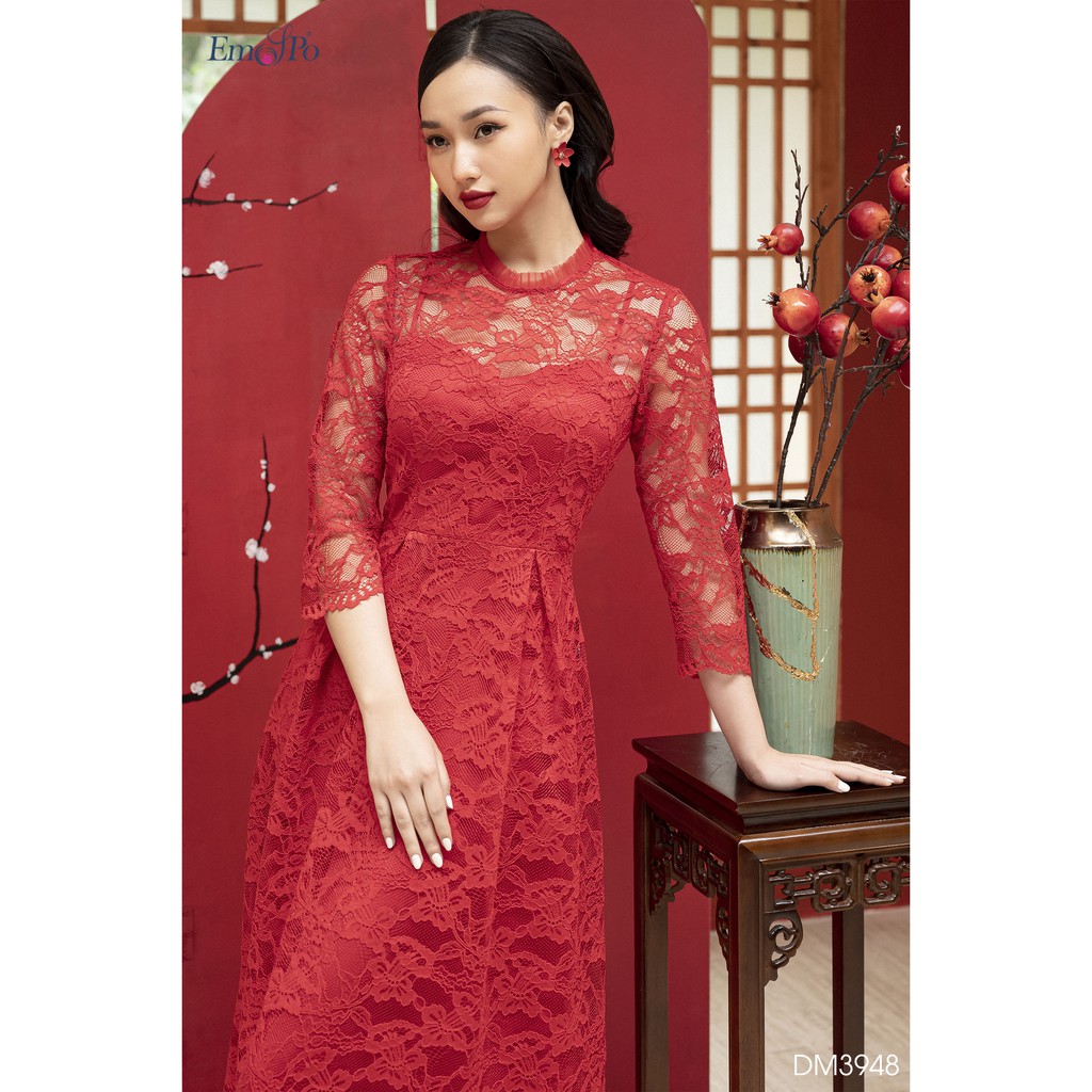 Đầm Xòe Emspo Cổ 2F Phối Lưới Dm3948