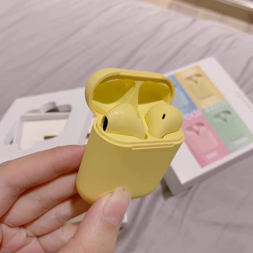 Tai nghe bluetooth i12 Inpods 12, cảm ứng vân tay 5.0, âm thanh cực chuẩn, màu sắc tươi trẻ, mẫu mới 2020