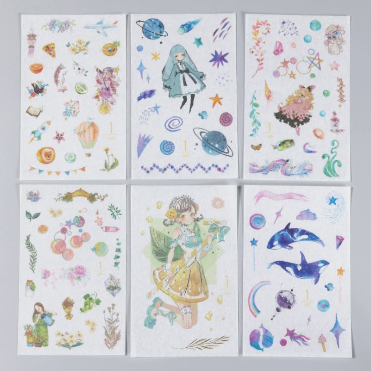 [HCM]Bộ 6 Tấm Sticker Dán Trang Trí Giấy Cô Gái Tháng 12