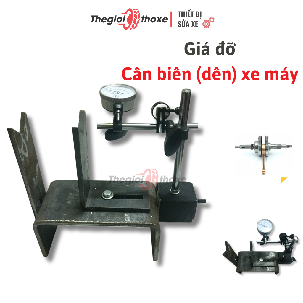 Trọn bộ cân dên (biên) xe máy gồm: bàn cân dên, đồng hồ so, đế từ. | Thế Giới Thợ Xe