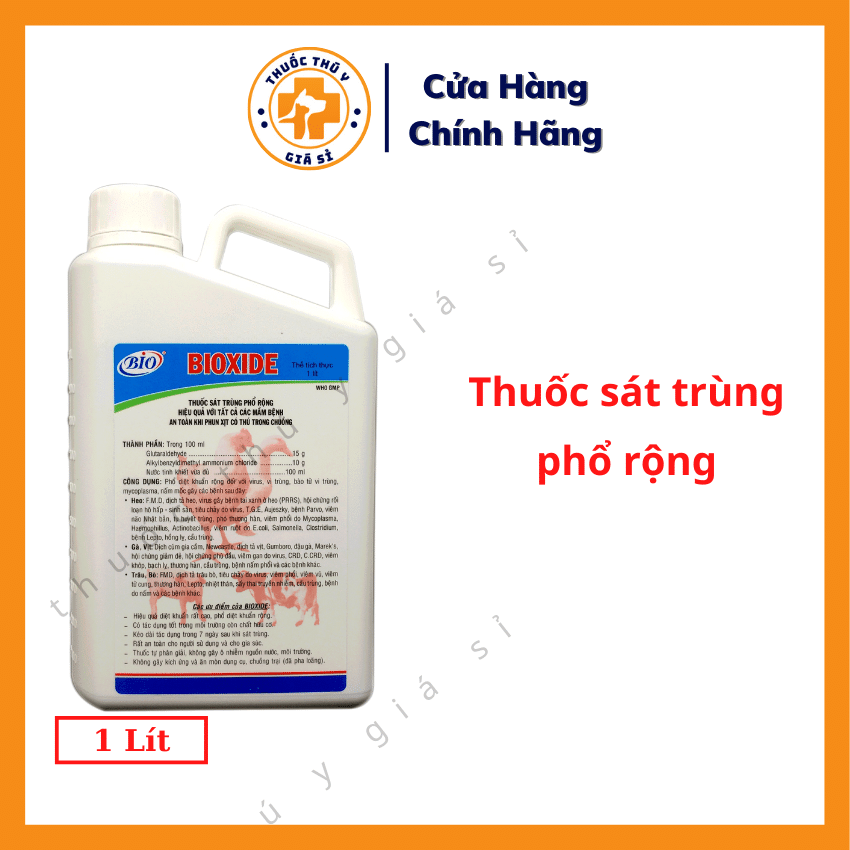 "Hoàn tiền đến 10%" Bioxide 1 Lít - Dùng Cho Sát Trùng Chuồng Trại, Tiêu Diệt Mầm Bệnh Cho Trang Trại Gà Đá, Khử Khuẩn Chuồng Thú Cưng, Chó Mèo - Thú Y Giá Sỉ