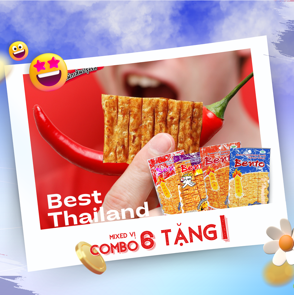 Mực BENTO Thái Lan cay nồng 18gr 20gr snack ăn vặt