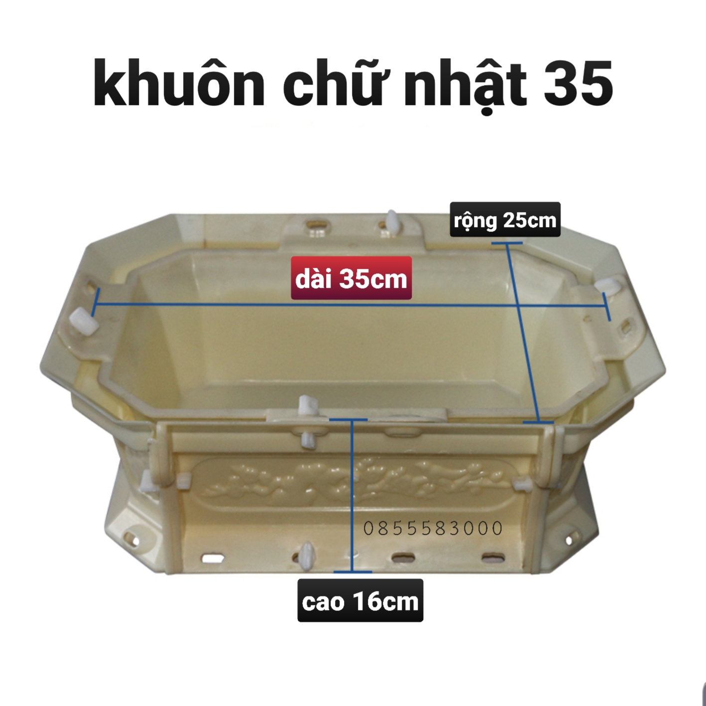 khuôn chậu chữ nhật Bonsai 35*25*16 (khuôn ABS có lòng trong)