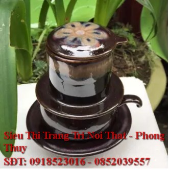 Bộ phin pha cafe gốm sứ Bát Tràng có phần lọc (KT: 12x12cm)