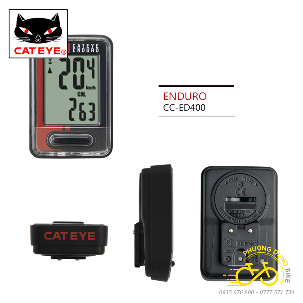 Cateye Enduro Cc-Ed400 Bicycle Speedometer – Wired, Measures Distance, Speed, Genuine