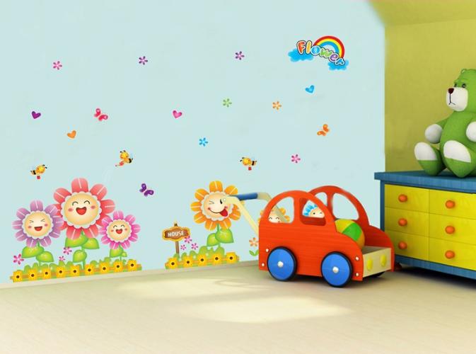 [HCM]Decal trang trí Chân tường Hoa Mặt Cười-K53