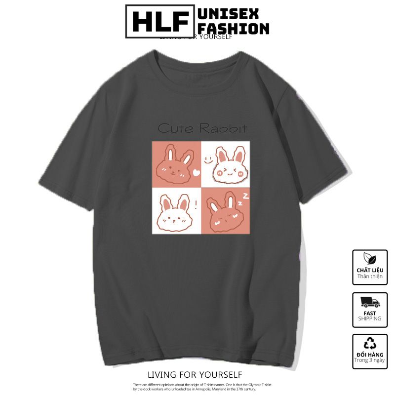 Áo thun tay lỡ form rộng Cute Rabbit cực xinh, áo phông form rộng HLFashion