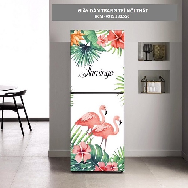 [HCM]Giấy Decal Dán Tủ Lạnh CHIM HỒNG HẠC - THUTHAODECOR