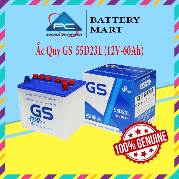 Bình ắc quy nước 12v-60ah, ắc quy ô tô gs 55d23