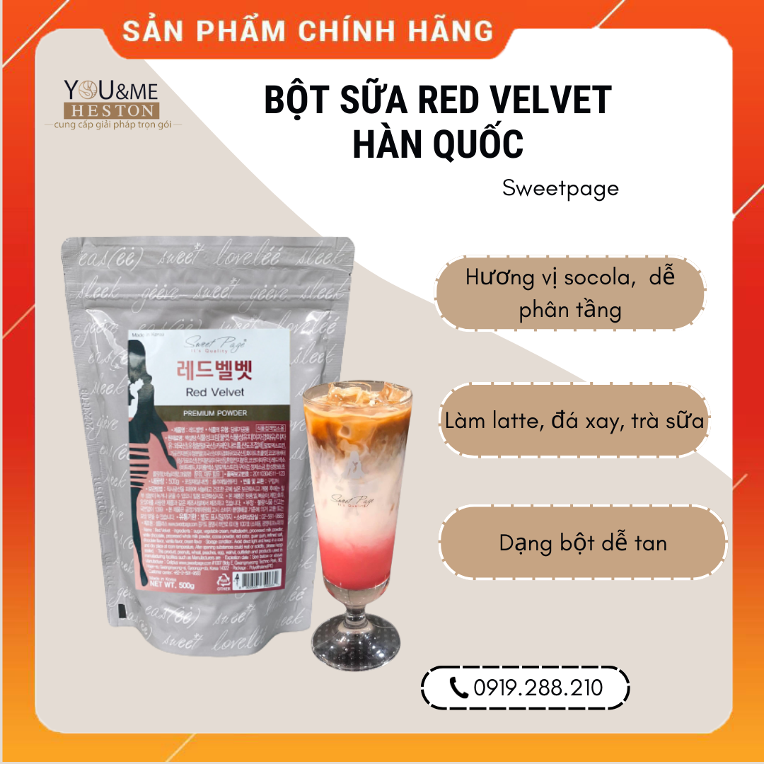 Bột sữa red velvet Sweet Page Hàn Quốc (bột latte red velvet)
