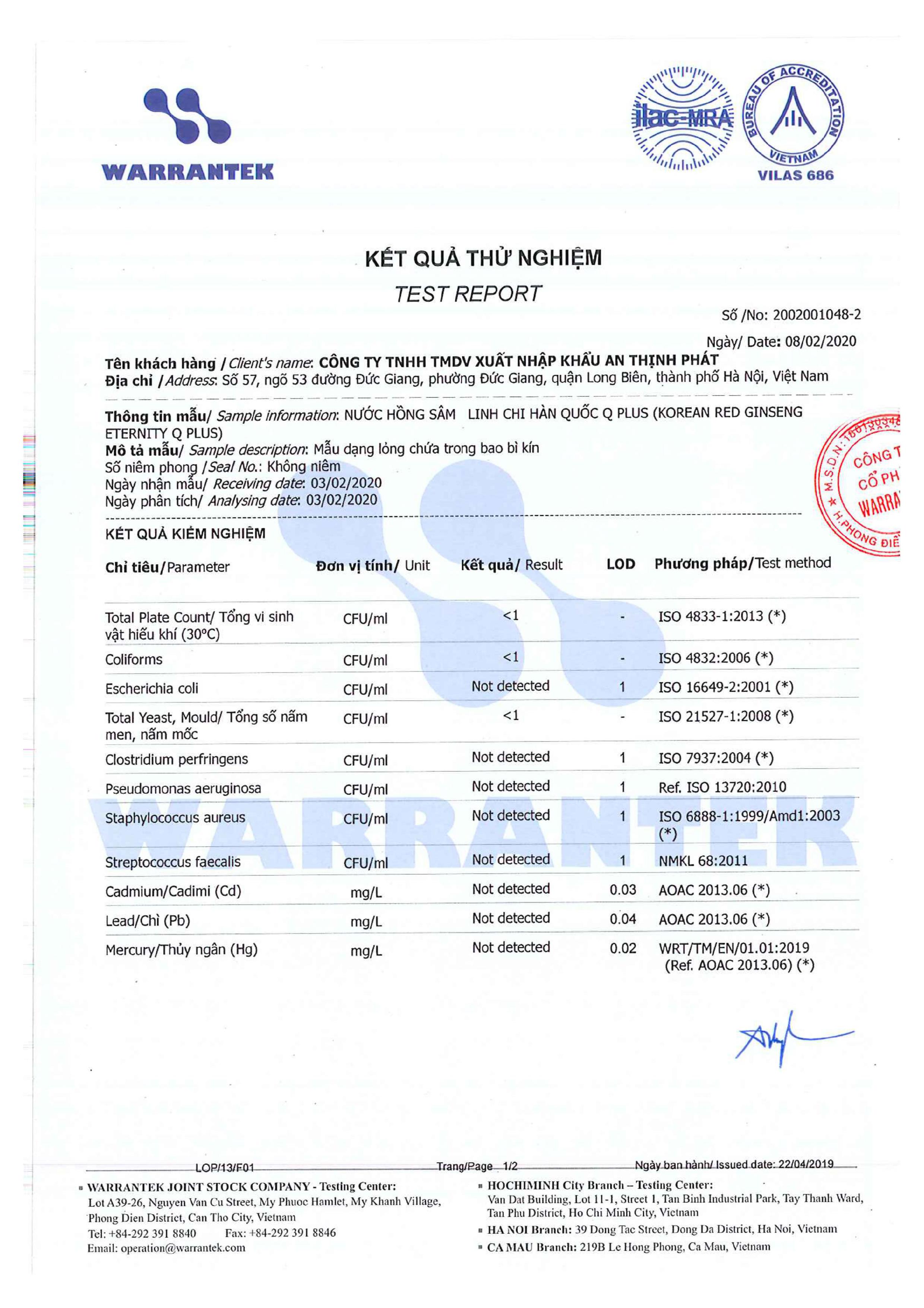 Nước chiết xuất Hồng sâm Linh chi Hàn Quốc Q Plus