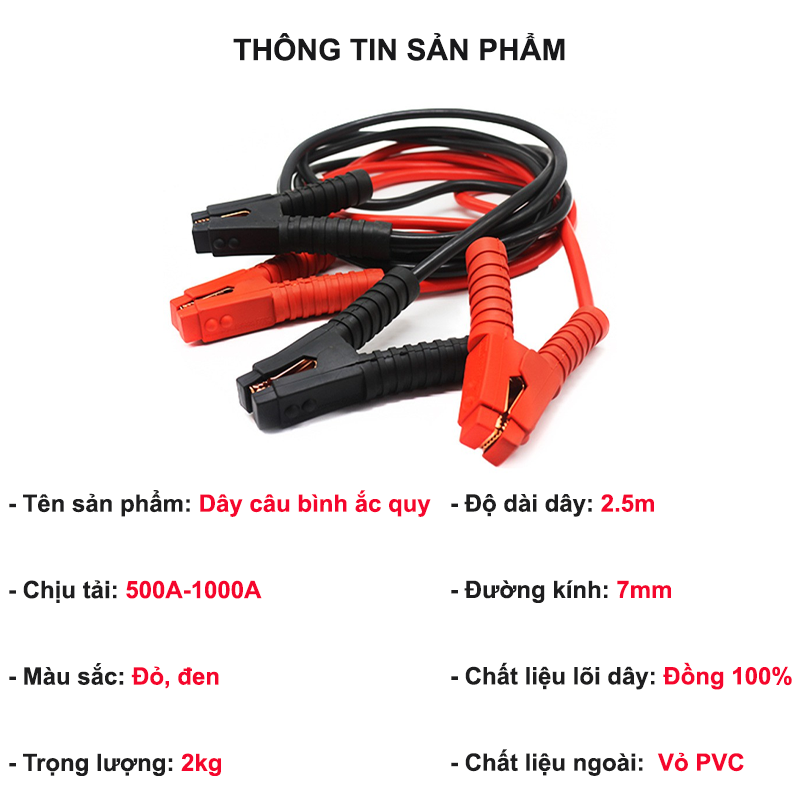 Bộ dây câu bình ắc qui lõi đồng lớn