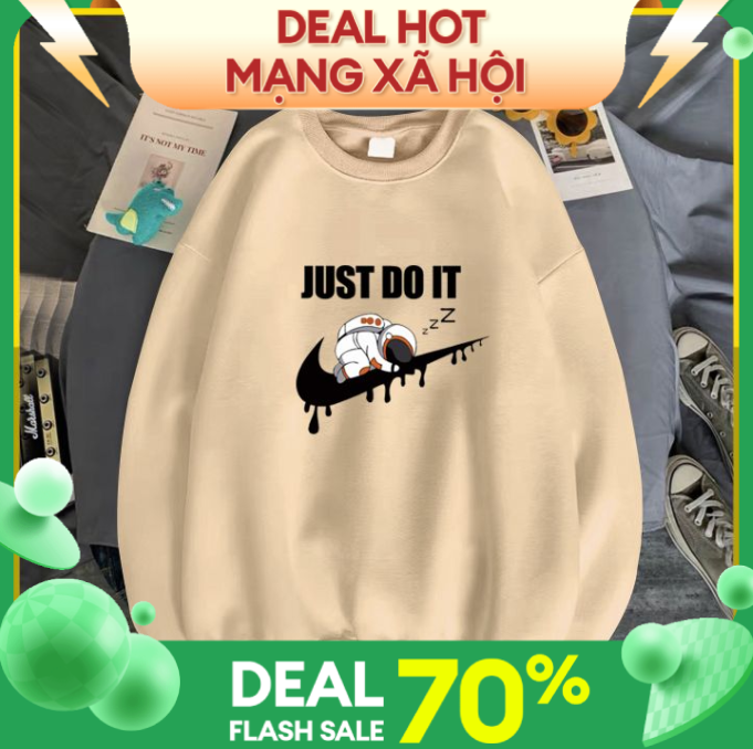 [Hoàn Tiền 15%] Áo sweater unisex JUST DO IT phi hành gia , nhiều màu nhiều size lựa chọn