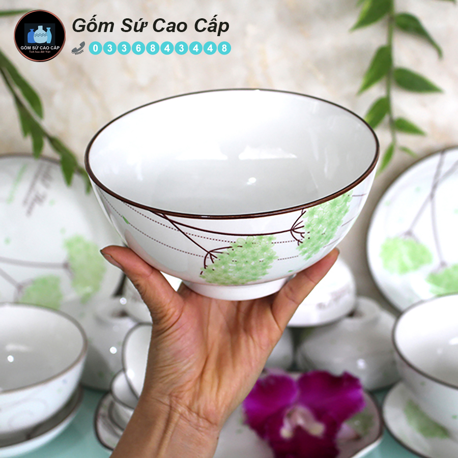 Bộ Bát Đĩa Bát Tràng [20 MÓN] - Bộ Bát Đĩa Cao Cấp [XUÂN XANH]